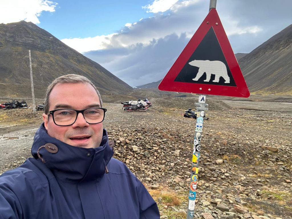 David Nikel in Longyearbyen, Svalbard.