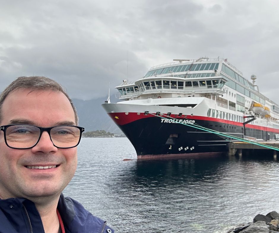 David Nikel with Hurtigruten Trollfjord cruise ship